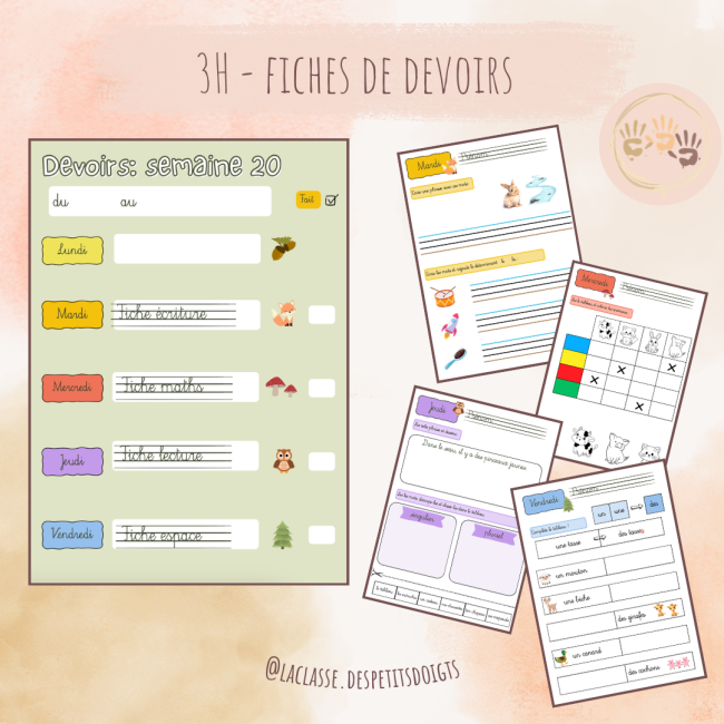 3H: Fiches de devoirs (semaines 2 à 37)