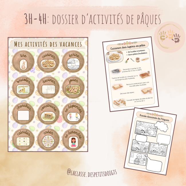 3H-4H: Dossier d'activités de vacances (Pâques)